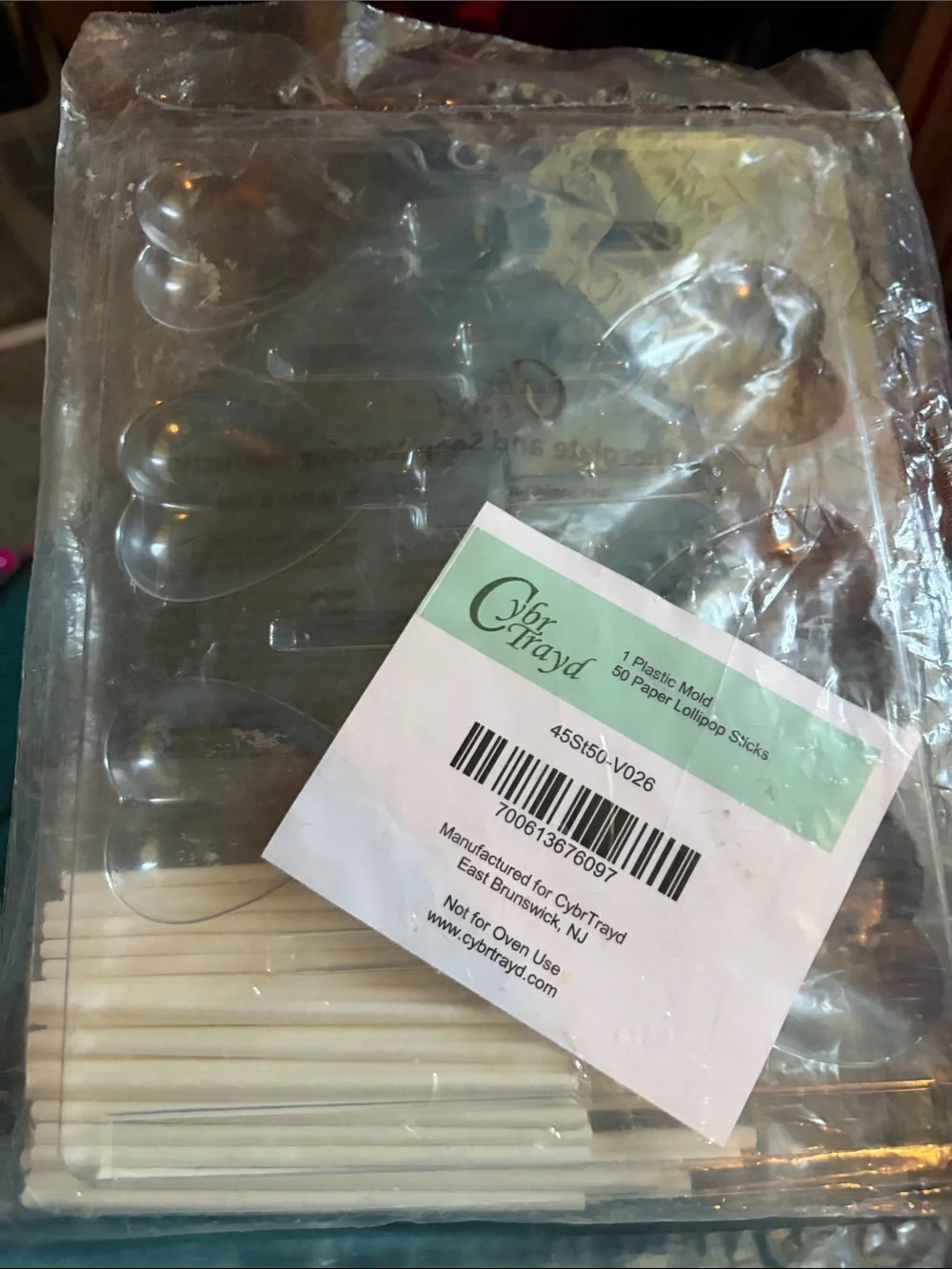CybrTrayd 1 Plastic Mold 50 Paper Lollipop Sticks Gor Chocolate or Soap